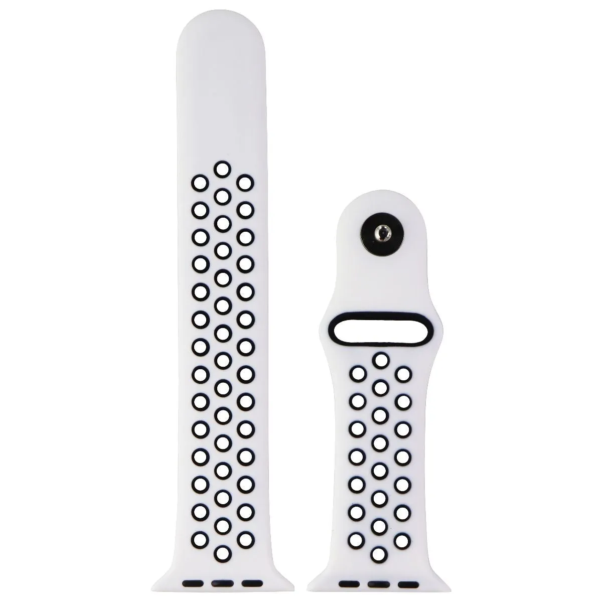 Silicone Watch Band for Apple Watch 42/44/45mm Cases - White & Black - Large