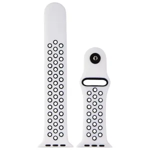 Silicone Watch Band for Apple Watch 42/44/45mm Cases - White & Black - Large