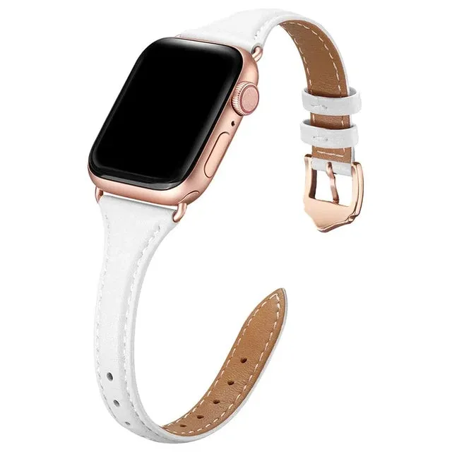 Slim & Thin Leather Band for Apple Watch 38mm 40mm 41mm Colorful Replacement Wristband Strap for iWatch SE & Series 8/7/6/5/4/3