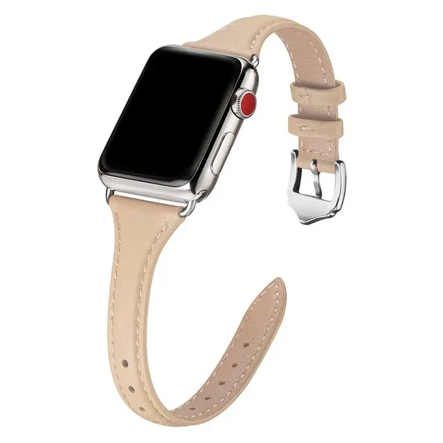 Slim & Thin Leather Band for Apple Watch 38mm 40mm 41mm Colorful Replacement Wristband Strap for iWatch SE & Series 8/7/6/5/4/3