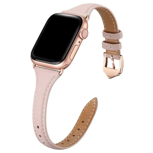 Slim & Thin Leather Band for Apple Watch 38mm 40mm 41mm Colorful Replacement Wristband Strap for iWatch SE & Series 8/7/6/5/4/3