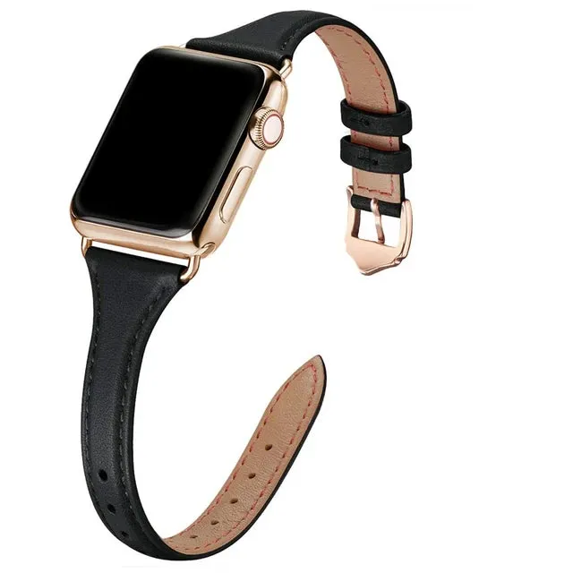 Slim & Thin Leather Band for Apple Watch 38mm 40mm 41mm Colorful Replacement Wristband Strap for iWatch SE & Series 8/7/6/5/4/3