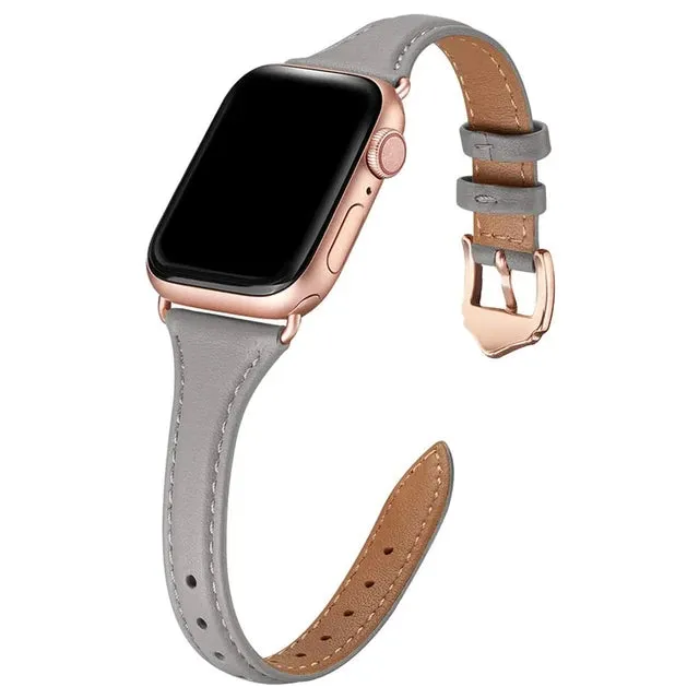 Slim & Thin Leather Band for Apple Watch 38mm 40mm 41mm Colorful Replacement Wristband Strap for iWatch SE & Series 8/7/6/5/4/3