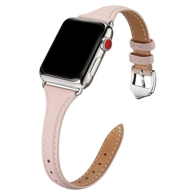 Slim & Thin Leather Band for Apple Watch 38mm 40mm 41mm Colorful Replacement Wristband Strap for iWatch SE & Series 8/7/6/5/4/3