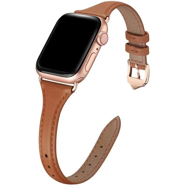 Slim & Thin Leather Band for Apple Watch 38mm 40mm 41mm Colorful Replacement Wristband Strap for iWatch SE & Series 8/7/6/5/4/3