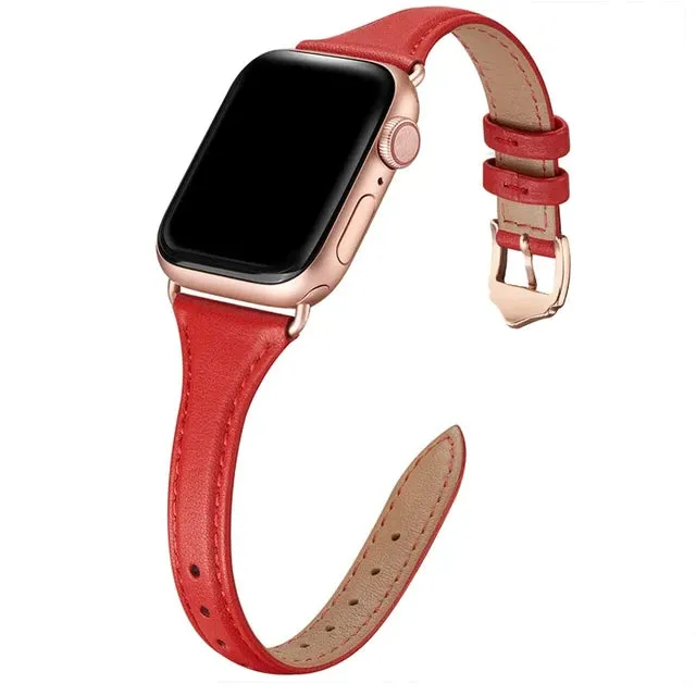 Slim & Thin Leather Band for Apple Watch 38mm 40mm 41mm Colorful Replacement Wristband Strap for iWatch SE & Series 8/7/6/5/4/3