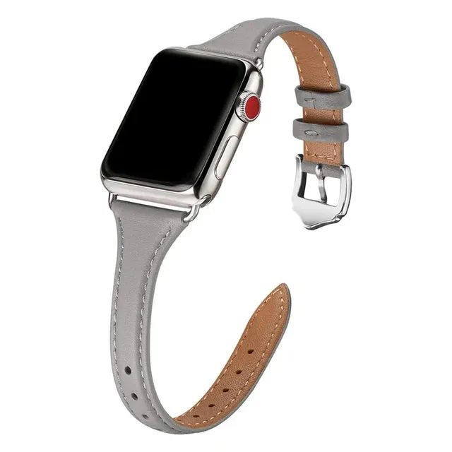 Slim & Thin Leather Band for Apple Watch 38mm 40mm 41mm Colorful Replacement Wristband Strap for iWatch SE & Series 8/7/6/5/4/3