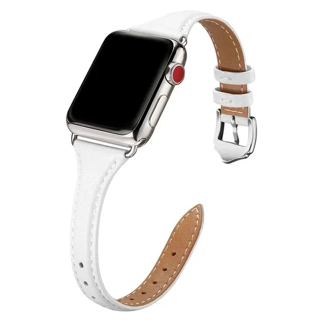 Slim & Thin Leather Band for Apple Watch 38mm 40mm 41mm Colorful Replacement Wristband Strap for iWatch SE & Series 8/7/6/5/4/3