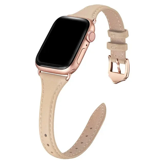 Slim & Thin Leather Band for Apple Watch 38mm 40mm 41mm Colorful Replacement Wristband Strap for iWatch SE & Series 8/7/6/5/4/3