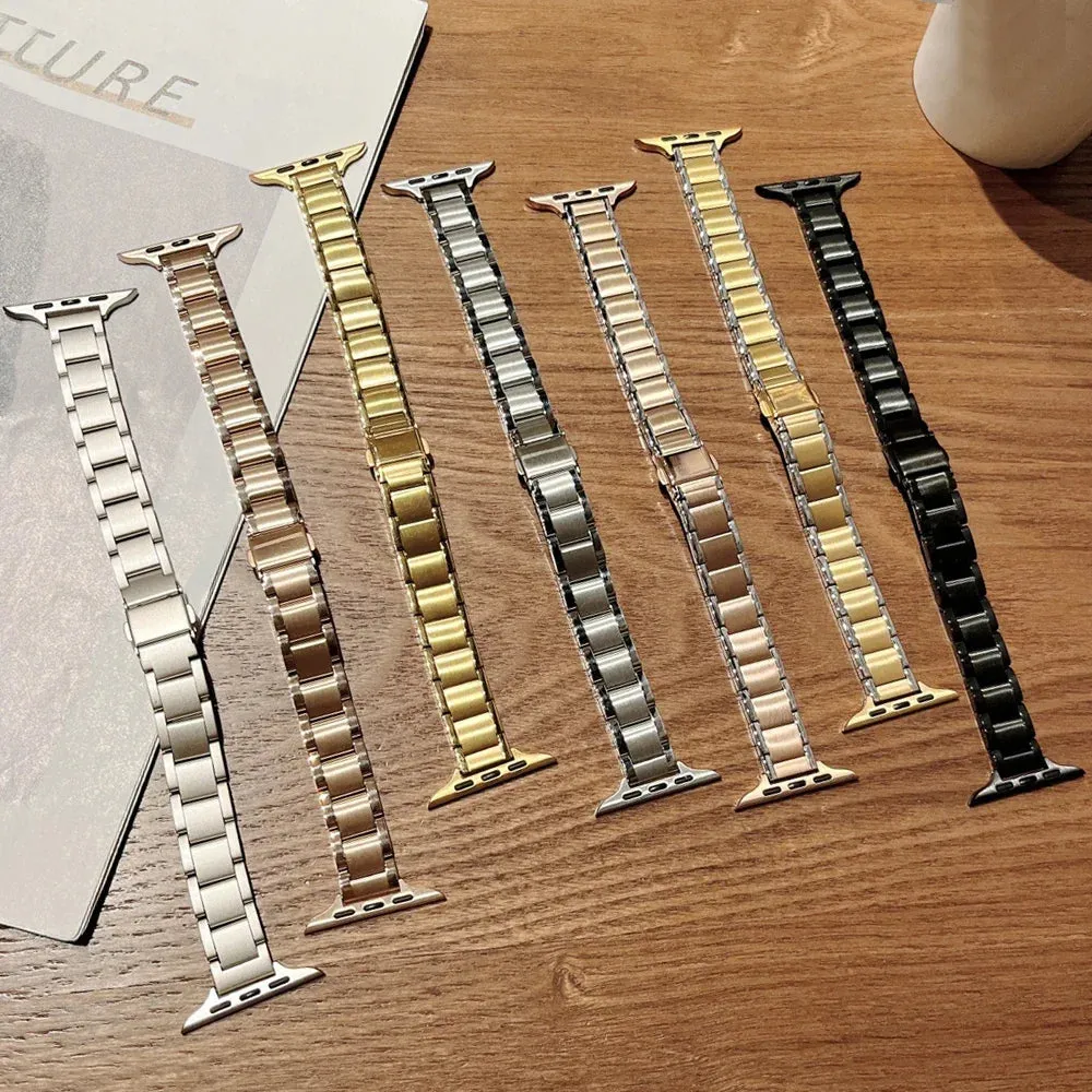 Slim Metal Band for Apple Watch Ultra 2 49mm 9 8 7 41 45mm 6 5 4se 44 42mm 40mm Luxury Stainless Steel Strap for iWatch Bracelet