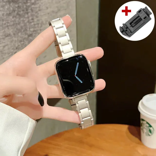 Slim Metal Band for Apple Watch Ultra 2 49mm 9 8 7 41 45mm 6 5 4se 44 42mm 40mm Luxury Stainless Steel Strap for iWatch Bracelet