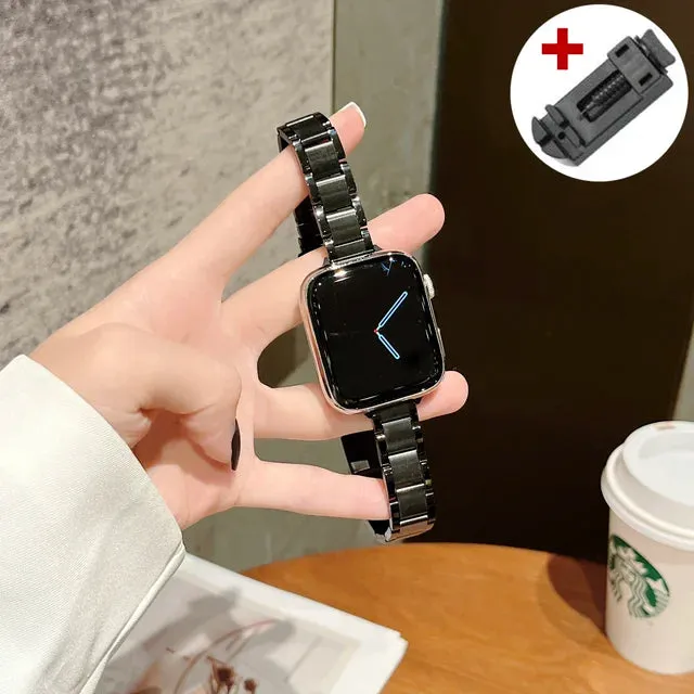 Slim Metal Band for Apple Watch Ultra 2 49mm 9 8 7 41 45mm 6 5 4se 44 42mm 40mm Luxury Stainless Steel Strap for iWatch Bracelet