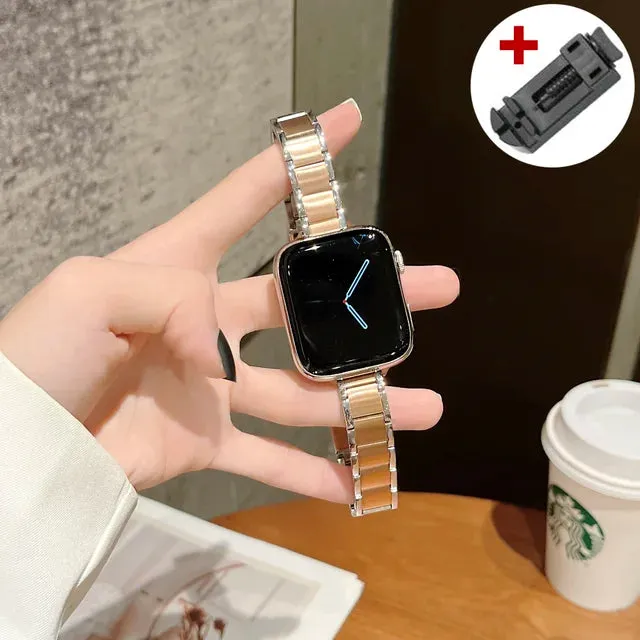 Slim Metal Band for Apple Watch Ultra 2 49mm 9 8 7 41 45mm 6 5 4se 44 42mm 40mm Luxury Stainless Steel Strap for iWatch Bracelet