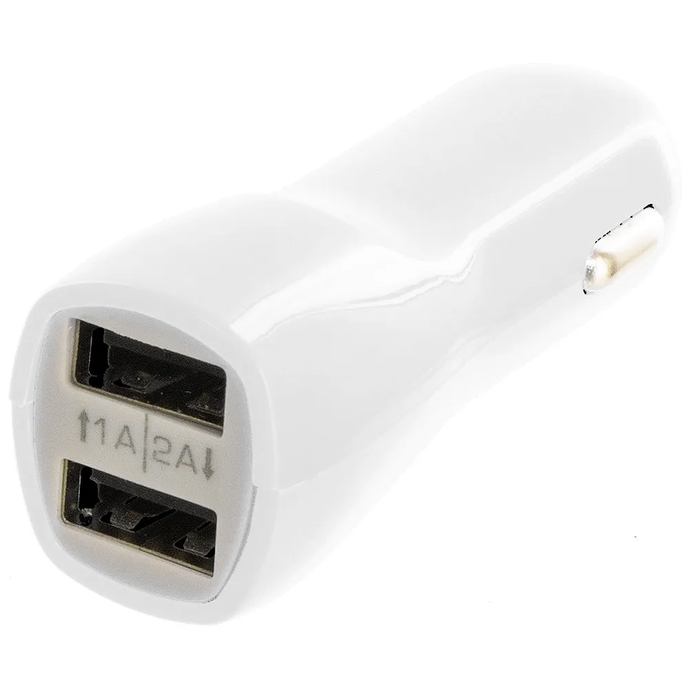 SONNE WIRELESS PREMIUM WHITE  CAR PLUG 2.1/1 Amp DUAL USB PORT WITH WHITE iPhone 5S/5C/6 DATA CABLE