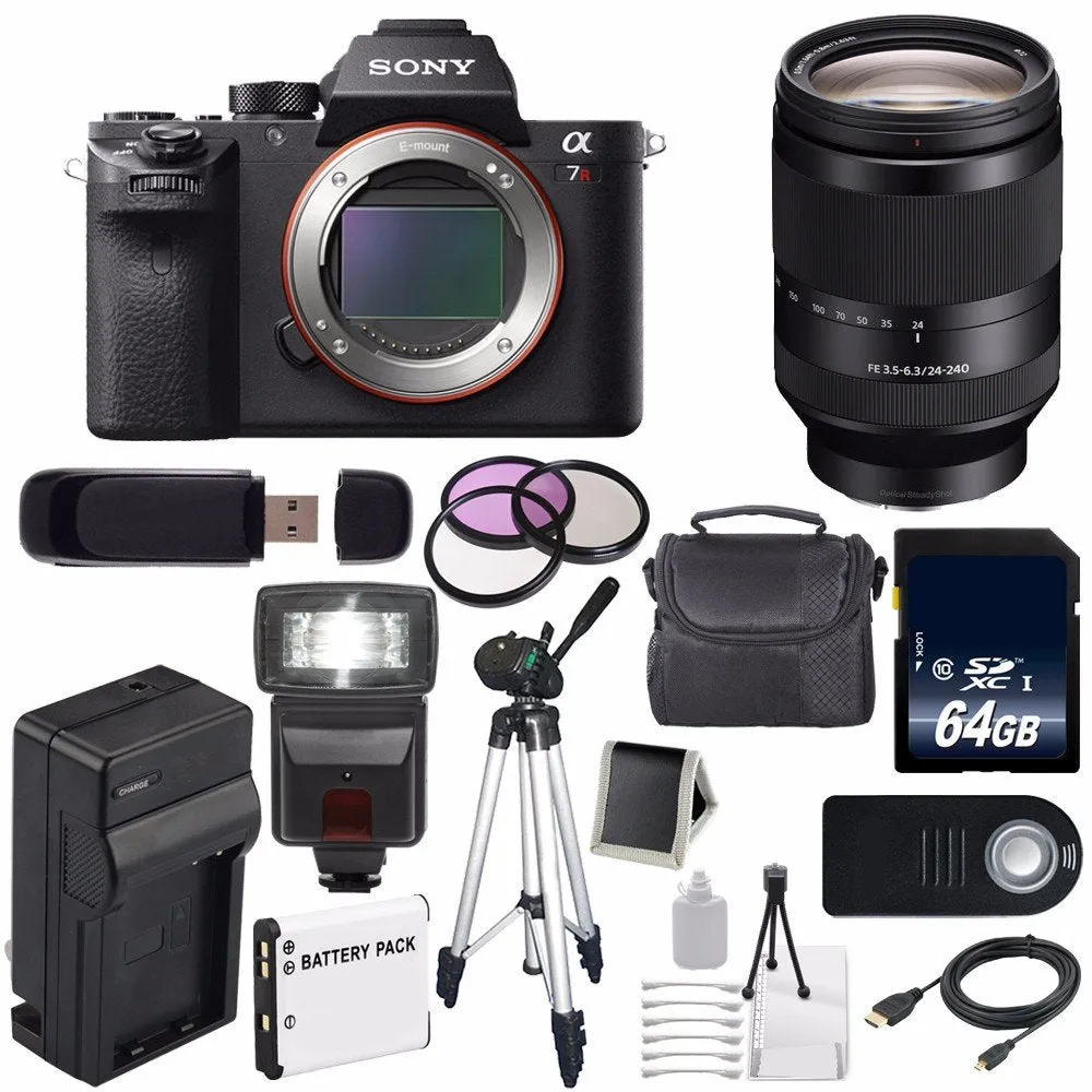 Sony Alpha a7R II Mirrorless Digital Camera (International Model)   Sony FE 24-240mm f/3.5-6.3 OSS Lens   72mm 3 Piece Pro Bundle