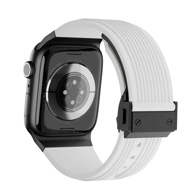 Sports Rubber Band For Apple Watch Ultra 2 49mm 45mm 44mm 42mm Soft Silicone Strap For iWatch Series 9 8 7 6 5 4 se Men Bracelet