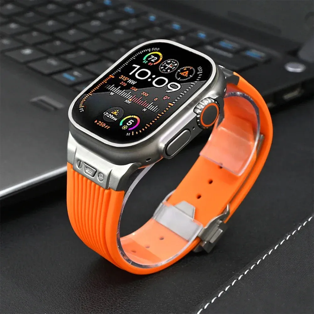 Sports Rubber Band For Apple Watch Ultra 2 49mm 45mm 44mm 42mm Soft Silicone Strap For iWatch Series 9 8 7 6 5 4 se Men Bracelet