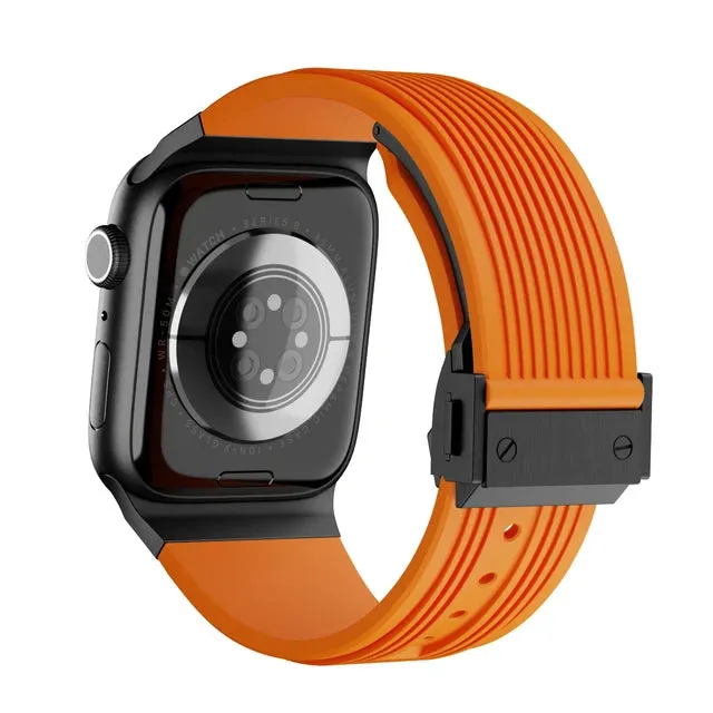 Sports Rubber Band For Apple Watch Ultra 2 49mm 45mm 44mm 42mm Soft Silicone Strap For iWatch Series 9 8 7 6 5 4 se Men Bracelet